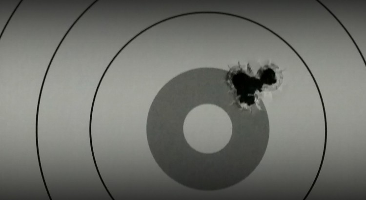 Three shot group on smallbore target