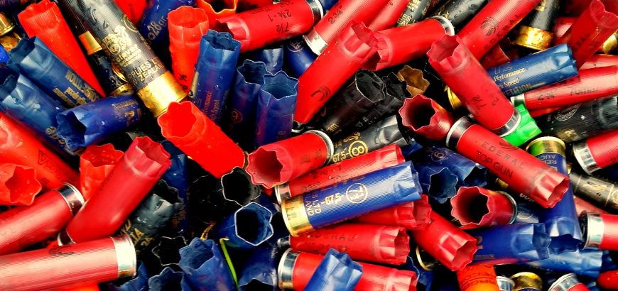 Spent shotgun shells at Waitemata Clay Target Club.